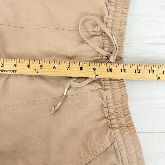 J.Crew Linen Blend Seaside Pants M‎ Almond Biscotti Tapered Drawstring Beach - Picture 12 of 16